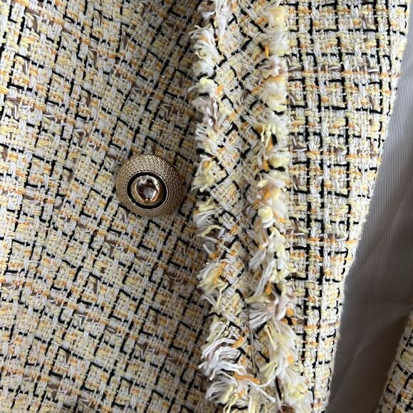 ZARA Double Breasted Tweed Weave Cropped Jacket - Picture 14 of 16